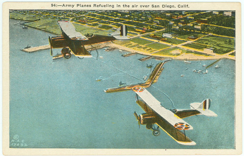 Army Planes Refueling in the air over San Diego, Calif