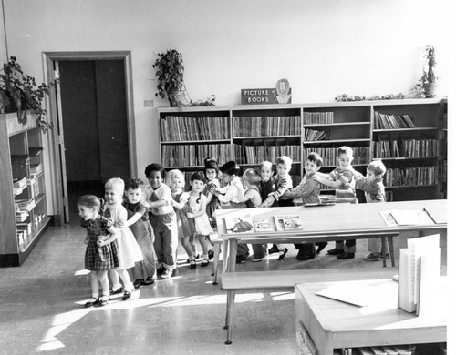 Preschool Story Hour, Children's Room, Central Library Building, San Diego Public Library, 1962