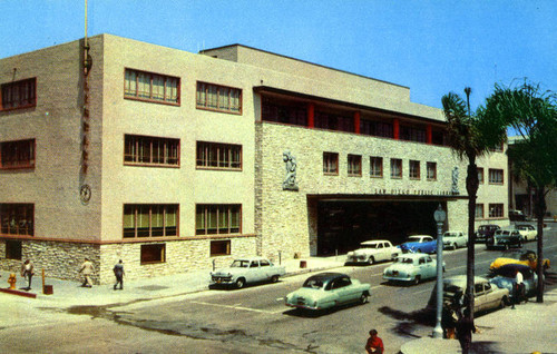 Postcard of new Central Library, San Diego Public Library, ca. 1954