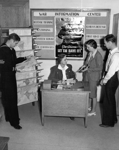 War Information Center, Main Lobby, Carnegie Library Building, San Diego Public Library, 1942