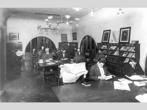 Men's Reading Room, Carnegie Library Building, San Diego Public Library, early 1900s