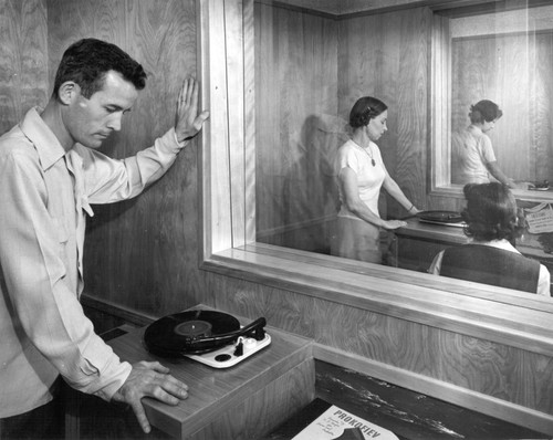 Record Listening Booths, Central Library Building, San Diego Public Library, 1954