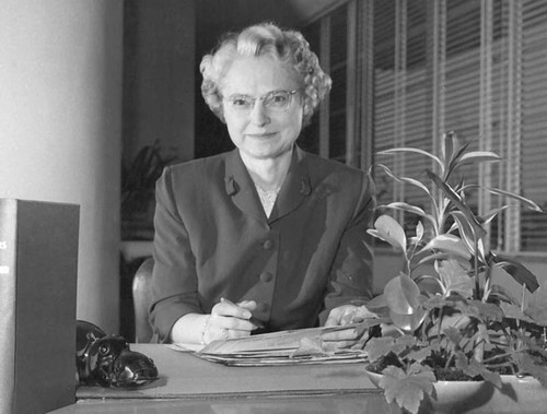 City Librarian Clara Breed at her desk