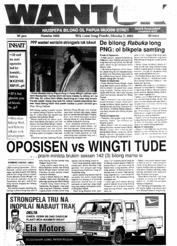 Wantok Niuspepa--Issue No. 1005 (October 07, 1993)