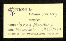 Options for Women Over Forty membership card