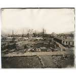 View of Panama Lumber & Mill Company, south end of the Webster Street Bridge, in Alameda, looking northeast toward Oakland