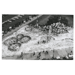 Aerial of "Christmas on the Moon" display at City Hall Park in Oakland, California