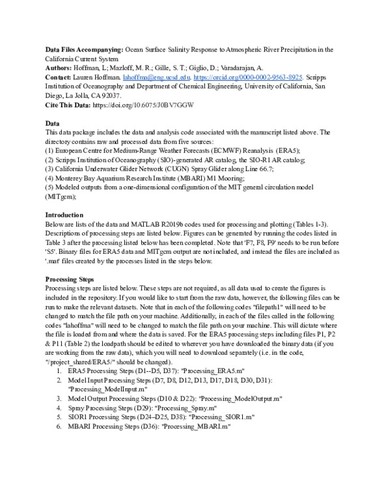 Data from: Ocean Surface Salinity Response to Atmospheric River Precipitation in the California Current System