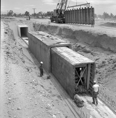 Second Los Angeles Aqueduct construction of the siphon west of Mojave, California near Live Oak Road