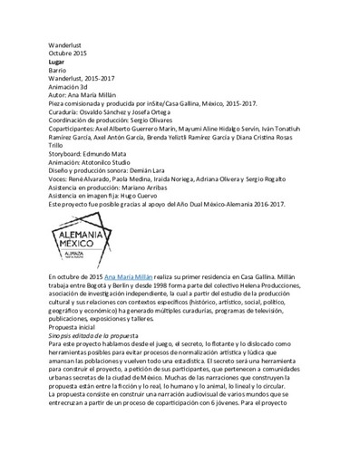 Ana María Millán - Wanderlust (2015-2017) web text