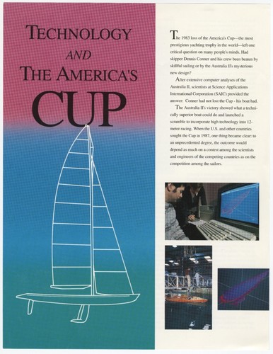 Technology and America's Cup - Brochures and memo from J. Robert Beyster, SAIC