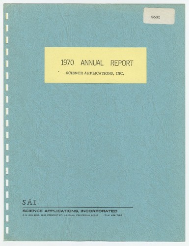 1970 annual report to Science Applications, Inc. stockholders