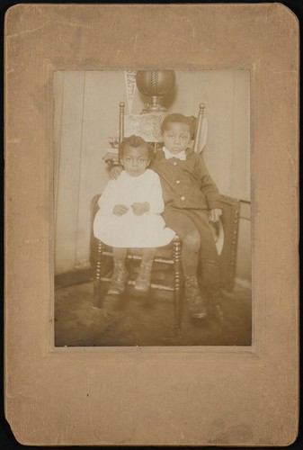 Cabinet card portrait of two African American children