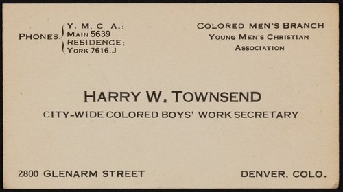 [Business card for Harry W. Townsend]