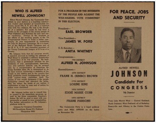 For peace, jobs and security : Alfred Newell Johnson candidate for Congress 7th district