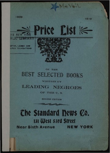 Price list of best selected books written by leading Negroes of the U.S