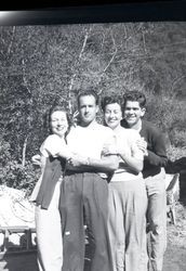 Malibu Lakeside residents in front of Samwell's cabin