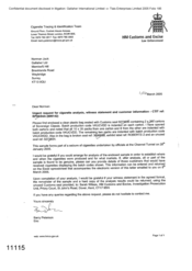 [Letter from Barry Peterson to Norman Jack regarding urgent request for analysis, witness statement and customer infrormation]