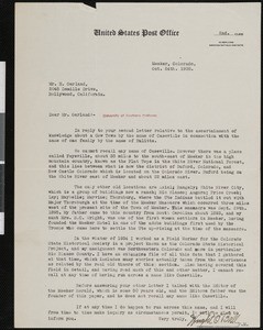 Wright O. Ball, letter, 1938-10-24, to Hamlin Garland