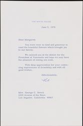 1970 June 05 ii- Pat Nixon to Margaret Brock