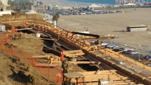 Falsework construction at California Incline, August 20, 2015