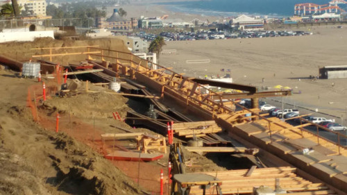 Falsework construction at California Incline, August 20, 2015