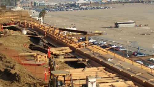Falsework construction at California Incline, August 20, 2015