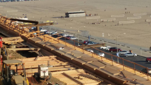 Falsework construction at California Incline, August 20, 2015