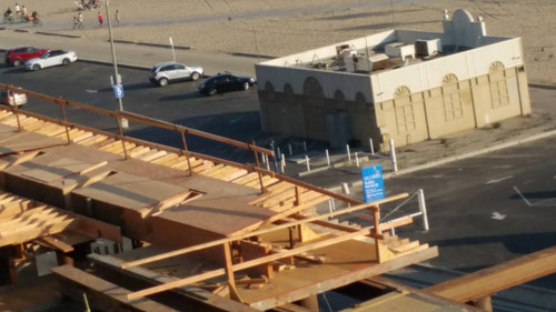 Falsework construction at California Incline, August 20, 2015