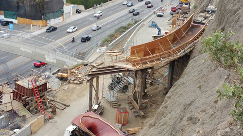 Construction of the Idaho Trail pedestrian overcrossing, May 25, 2016