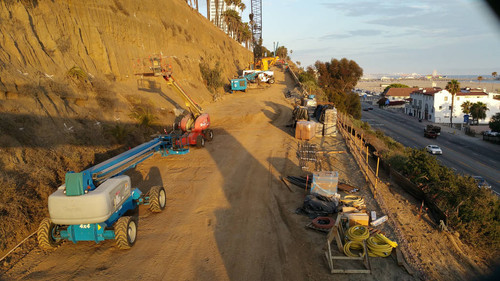 Supplies and equipment at construction site looking south, June 29, 2015