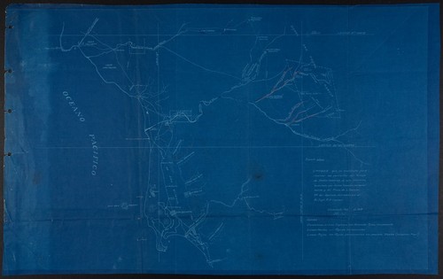 Croquis, que se acompaña para ilustrar las corrientes del Arroyo de Santo Domingo de este distrito, levantado con datos tomados personalmente y del plano de la seccion 3a. del deslinde, delineado por el Sr. Ingo. R.W. Lemon