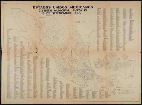 Estados Unidos Mexicanos división municipal hasta el 15 de Septiembre 1940