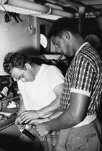 Edward Sheldon Barr and Bernard Darsey work aboard R/V Horizon