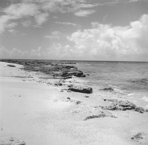 Cable on beach during wave, Bikini Atoll area