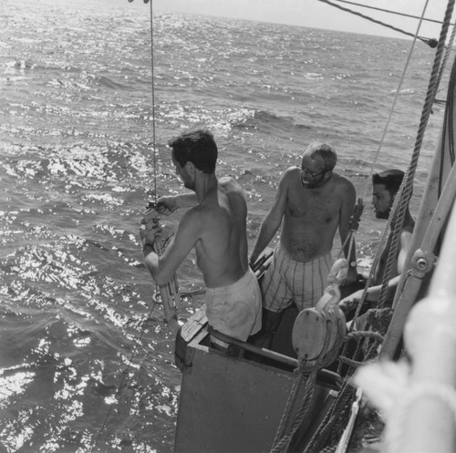 Miles M. Payne, Norman J. Holter and Edward Sheldon Barr with bottle cast from R/V Horizon