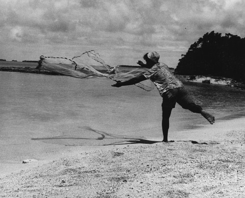 Local catches fish in the Majaro Atoll, Marshall Islands