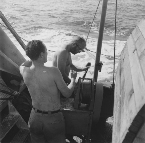 Norman J. Holter and Edwin L. Hamilton aboard R/V Horizon