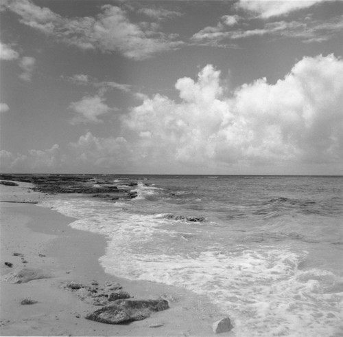 Cable on beach during wave, Bikini Atoll area