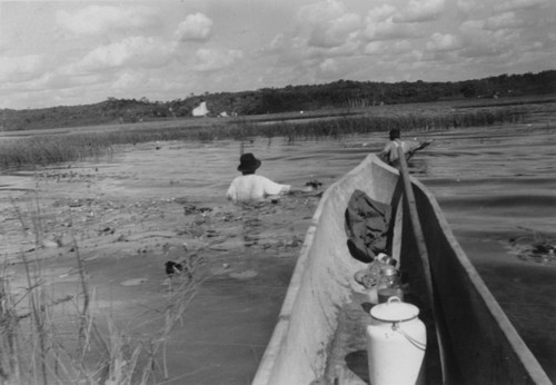 Guatemala trip - Carl Hubbs and Chico seining at Lake Petén