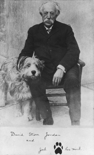 David Starr Jordan with dog