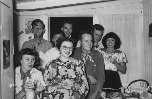 Mary Ev, Boyd Walker, George Weisel and others at a party at Scripps Institution of Oceanography