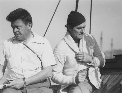 Oceanographer Carl L. Hubbs and actor Errol Flynn aboard the yacht Zaca