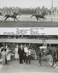 Photo finish and Winner's Circle for the Redwood Empire Purse at the Sonoma County Fair Racetrack, Santa Rosa, California