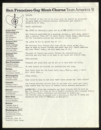 1981 National Tour chorus memo, 05/18/1981