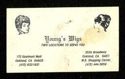 Young's Wigs business card