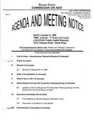 Agenda and meeting notice--October 9, 1996