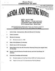 Agenda and meeting notice--July 10, 1996