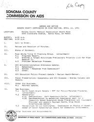 Agenda and notice--Sonoma County Commission on AIDS meeting, April 10, 1991