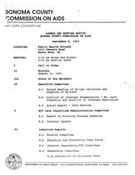 Agenda and meeting notice--Sonoma County Commission on AIDS, September 8, 1993